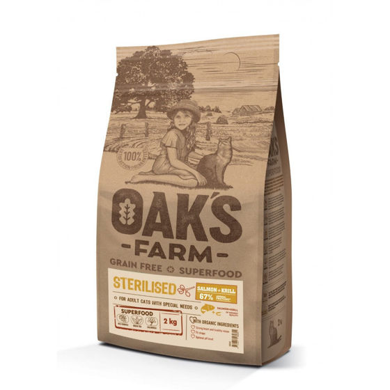 Εικόνα της Oak`s  Farm Grain Free Γάτας Adult Sterilised Salmon & Krill 2kg