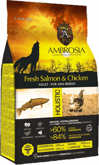 Εικόνα της Ambrosia Grain Free Adult Mini Chicken & Salmon 6kg