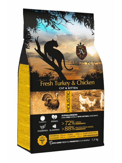 Εικόνα της Ambrosia Grain Free Γάτας Kitten Fresh Turkey & Chicken 5kg