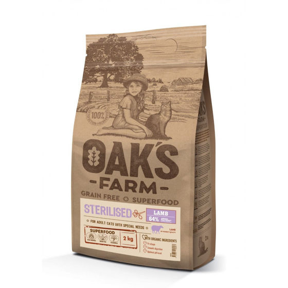Εικόνα της Oak`s  Farm Grain Free Γάτας Adult Sterilised Lamb 400gr