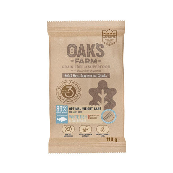 Εικόνα της Oak`s Farm Λιχουδιές Σκύλου Optimal Weight Care Με Λευκά Ψαρια 110gr